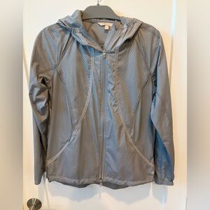 Athleta Light Gray Windbreaker/ Rain Jacket w Hood